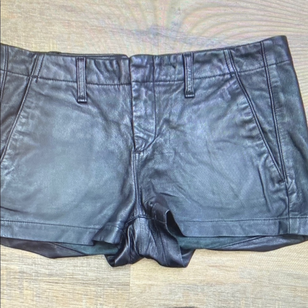 Women's Black Faux Leather Athletic Shorts